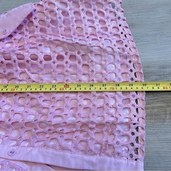 Gorgeous pink crochet lace designer one shoulder mini dress. Very high quality - Picture 8 of 16